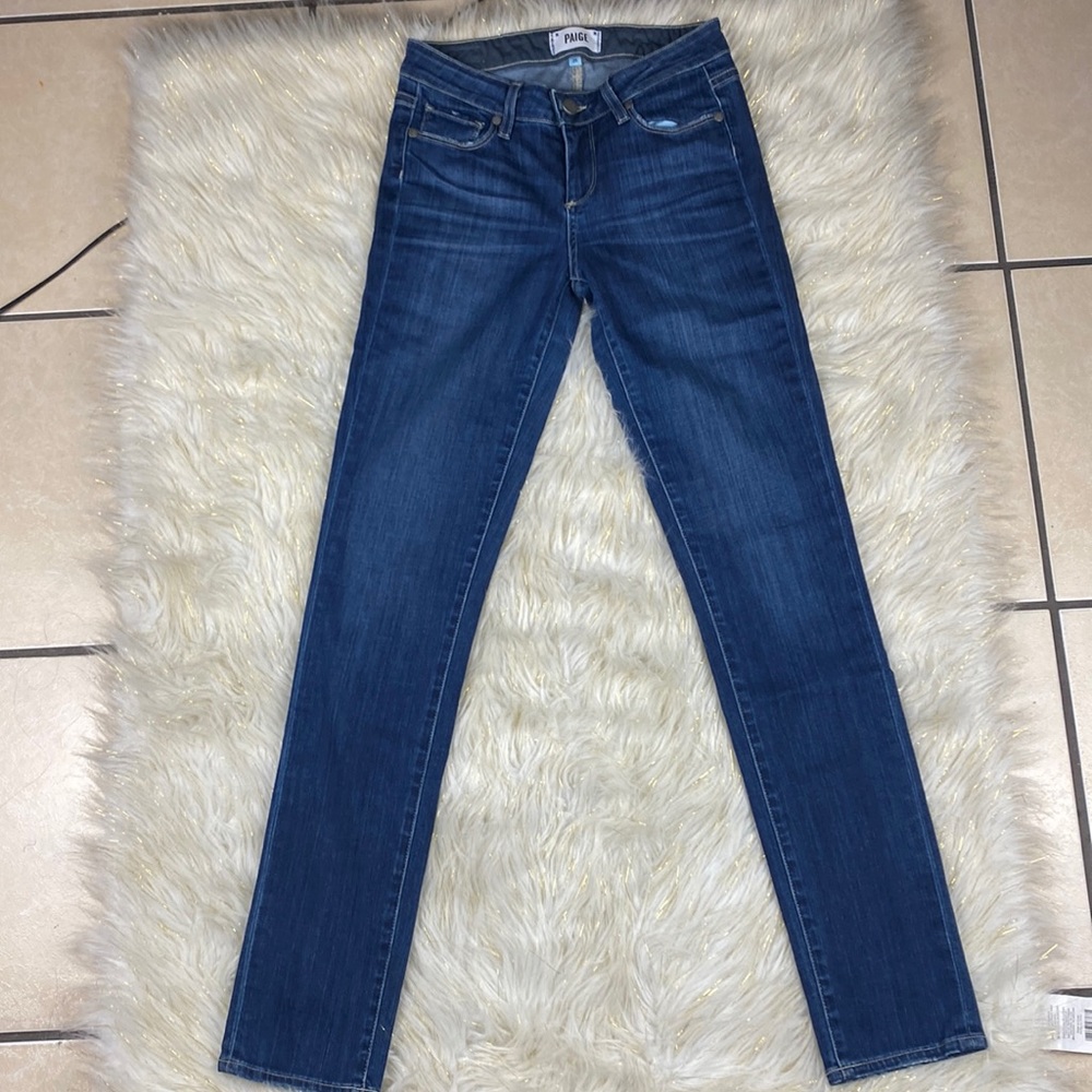 Paige Skyline Skinny Dark Wash Jeans Hi Rise Size 26